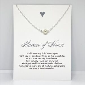 Matron of Honor Card + Pearl Pendant‎ Necklace